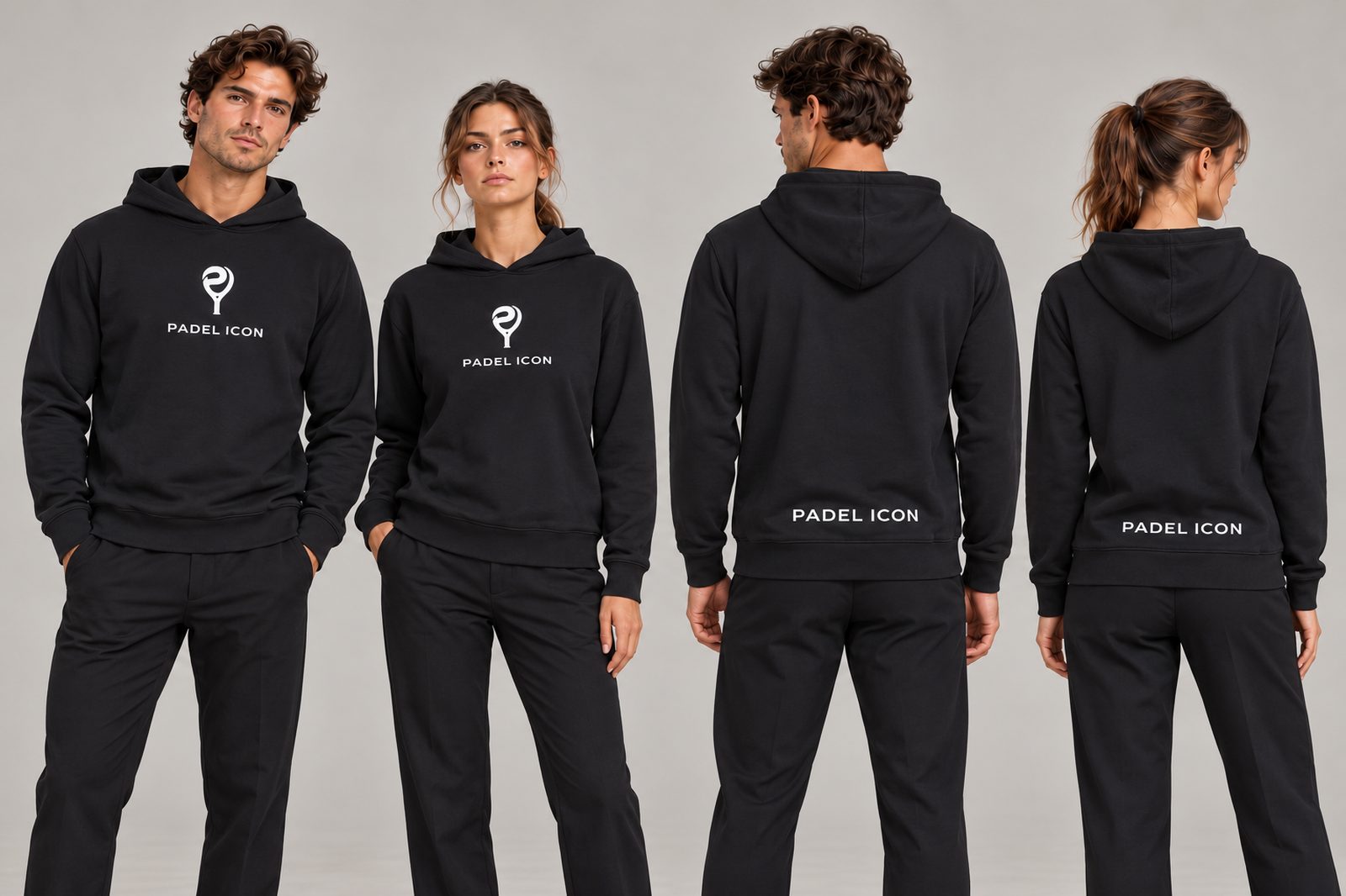 Black hoodie, worn