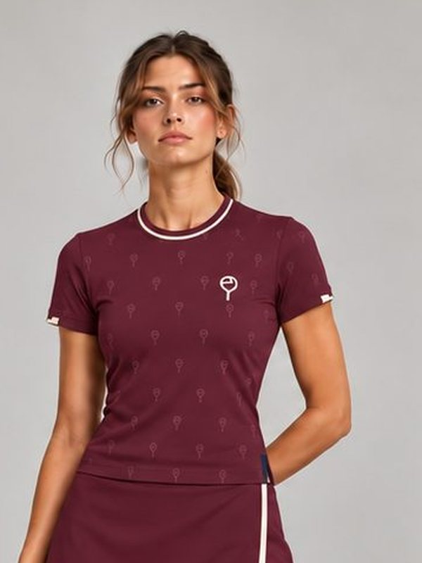 Women's crew tee and skort, Burgundy